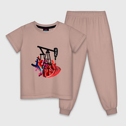 Пижама хлопковая детская Сердце нефтяника, цвет: пыльно-розовый
