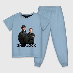 Пижама хлопковая детская Sherlock, цвет: мягкое небо