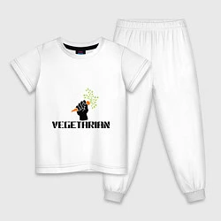 Пижама хлопковая детская Vegetarian (Вегетерианство), цвет: белый
