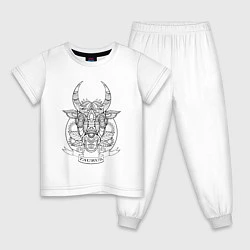 Пижама хлопковая детская Taurus Minimalism, цвет: белый