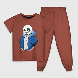 Пижама хлопковая детская Sans, цвет: кирпичный