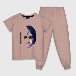 Пижама хлопковая детская John Lennon: Techno, цвет: пыльно-розовый