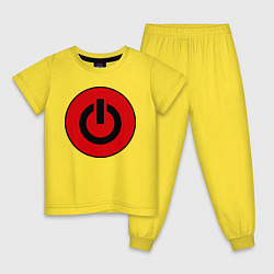 Пижама хлопковая детская Power button, цвет: желтый