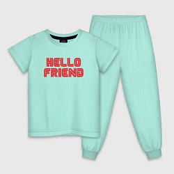 Пижама хлопковая детская Hello Friend, цвет: мятный