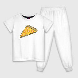 Пижама хлопковая детская Bitcoin Pizza, цвет: белый