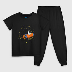 Пижама хлопковая детская My Universe: Cosmonaut, цвет: черный