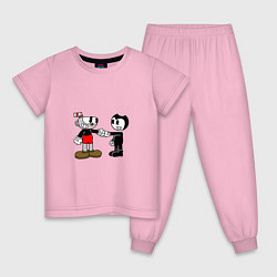 Пижама хлопковая детская Cuphead: Bendy, цвет: светло-розовый