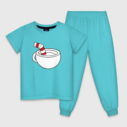 Пижама хлопковая детская Red Cuphead, цвет: бирюзовый