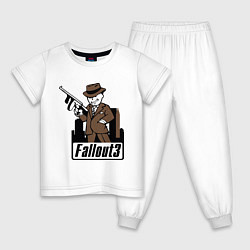 Пижама хлопковая детская Fallout Man with gun, цвет: белый