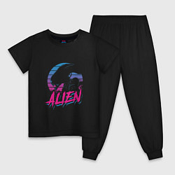 Пижама хлопковая детская Alien: Retro Style, цвет: черный