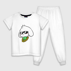 Пижама хлопковая детская Undertale: Asriel SWAG, цвет: белый