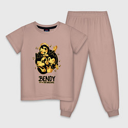 Пижама хлопковая детская Bendy and the ink machine, цвет: пыльно-розовый