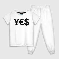 Пижама хлопковая детская YE$, цвет: белый