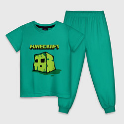 Пижама хлопковая детская Minecraft Creeper, цвет: зеленый
