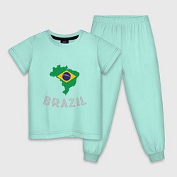 Пижама хлопковая детская Brazil Country, цвет: мятный