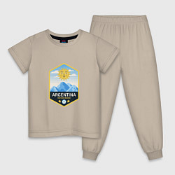 Пижама хлопковая детская Argentina Soccer, цвет: миндальный