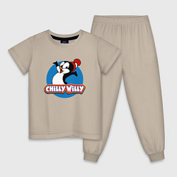 Пижама хлопковая детская Chilly Willy, цвет: миндальный