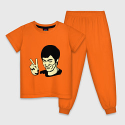 Пижама хлопковая детская Позитивный Брюс Ли, цвет: оранжевый