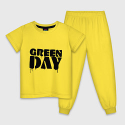 Пижама хлопковая детская Greeen Day: spray style, цвет: желтый