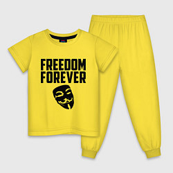 Пижама хлопковая детская Freedom forever цвета желтый — фото 1