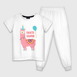 Пижама хлопковая детская Party Llama, цвет: белый