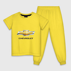 Пижама хлопковая детская Chevrolet логотип, цвет: желтый