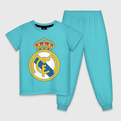 Пижама хлопковая детская Real Madrid FC, цвет: бирюзовый