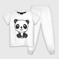 Пижама хлопковая детская Малыш панда, цвет: белый