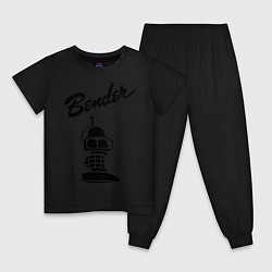 Пижама хлопковая детская Bender monochrome, цвет: черный