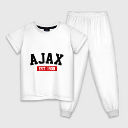 Пижама хлопковая детская FC Ajax Est. 1900, цвет: белый