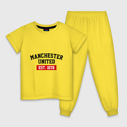 Пижама хлопковая детская FC Manchester United Est. 1878, цвет: желтый