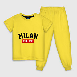 Пижама хлопковая детская FC Milan Est. 1899, цвет: желтый