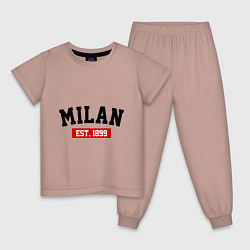 Пижама хлопковая детская FC Milan Est. 1899, цвет: пыльно-розовый