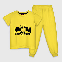 Пижама хлопковая детская Muay thai boxing, цвет: желтый