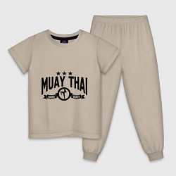 Пижама хлопковая детская Muay thai boxing, цвет: миндальный