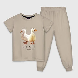 Пижама хлопковая детская GUSSI Ga-Ga, цвет: миндальный