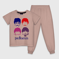 Пижама хлопковая детская The Beatles faces, цвет: пыльно-розовый