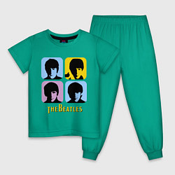 Пижама хлопковая детская The Beatles: pop-art, цвет: зеленый