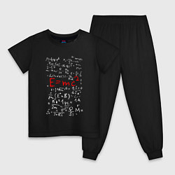 Пижама хлопковая детская E=mc2, цвет: черный