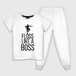 Пижама хлопковая детская Floss like a boss, цвет: белый