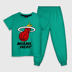 Пижама хлопковая детская Miami Heat-logo, цвет: зеленый