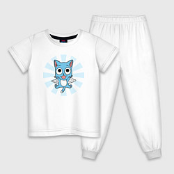 Пижама хлопковая детская Happy Kitty, цвет: белый