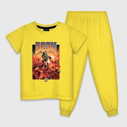Пижама хлопковая детская DOOM id, цвет: желтый