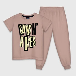 Пижама хлопковая детская Guns n Roses: cream, цвет: пыльно-розовый
