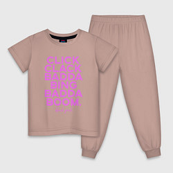 Пижама хлопковая детская Click Clack Black Pink, цвет: пыльно-розовый