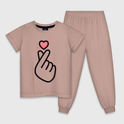 Пижама хлопковая детская K-pop: Faith Love, цвет: пыльно-розовый
