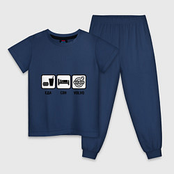 Пижама хлопковая детская Еда, сон и Volvo, цвет: тёмно-синий