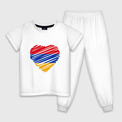 Пижама хлопковая детская Сердце Армении, цвет: белый