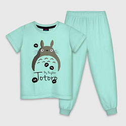 Пижама хлопковая детская My Neighbor Totoro, цвет: мятный
