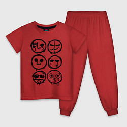 Пижама хлопковая детская HU Masks, цвет: красный
